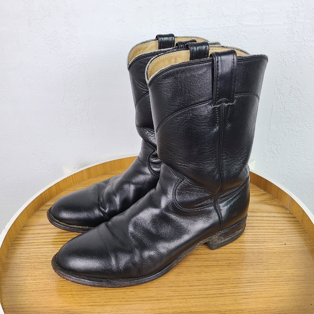 Justin Mens Classic Black Roper Boots